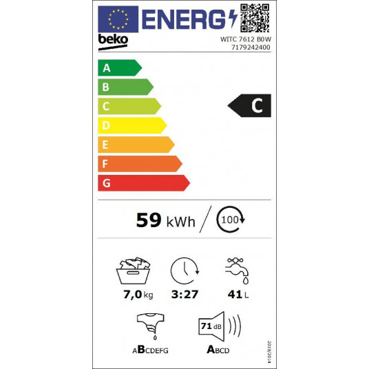 Skalbimo mašina BEKO WITC7612B0W 
