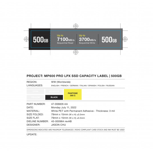 Kietasis diskas Corsair MP600 PRO LPX 4TB CSSD-F4000GBMP600PLP