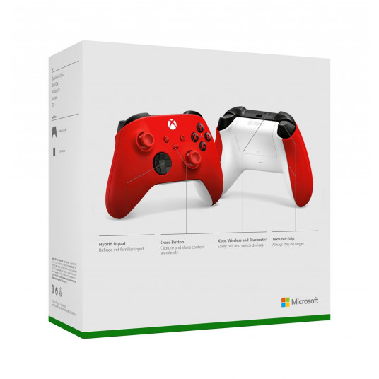 Microsoft Xbox Wireless Controller Raudona Bluetooth/USB Žaidimų pultelis Analoginis / skaitmeninis Xbox, Xbox One, Xbox Series S, Xbox Series X