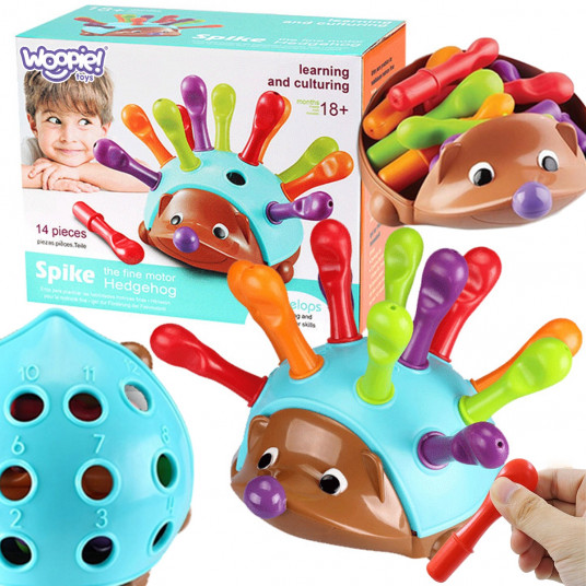 WOOPIE ežiukas Montessori mokymosi skaičiai ir spalvos 4in1 vikrumo žaidimo rūšiuoklė