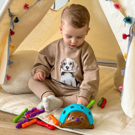 WOOPIE ežiukas Montessori mokymosi skaičiai ir spalvos 4in1 vikrumo žaidimo rūšiuoklė