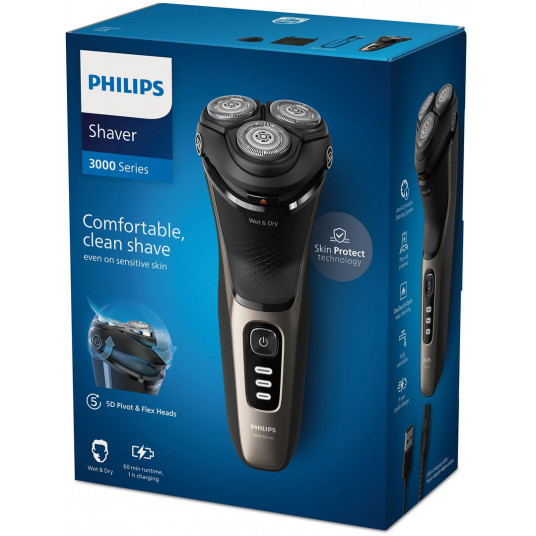 Barzdaskutė, drėgno ir sauso skutimo, elektrinė Philips Shaver 3000 Series S3242/12