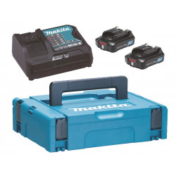 Akumuliatorių ir kroviklio komplektas MAKITA 12V 2x2,0Ah (BL1021Bx2+DC10SB) MAKPAC