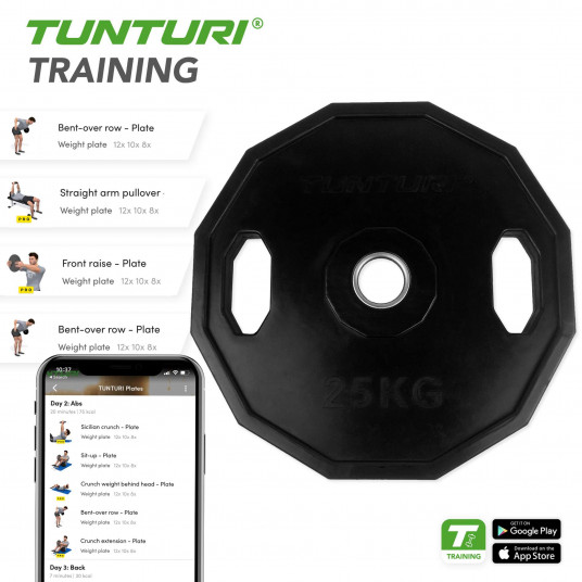 Weight plate TUNTURI Olympic Rubber Plate, 50 mm, 25 kg