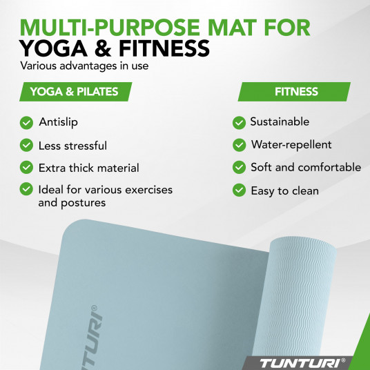 Yoga mat Tunturi Yogamat 8mm, Light Blue