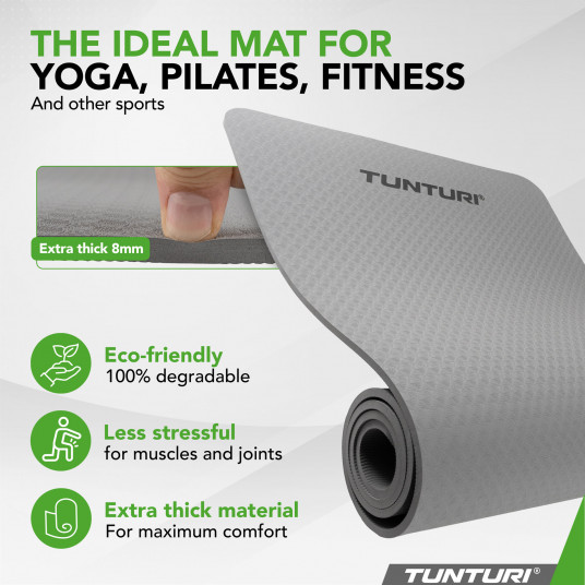 Yoga mat Tunturi Yogamat 8mm, Grey