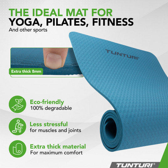 Yoga mat Tunturi Yogamat 8mm, Petrol Blue