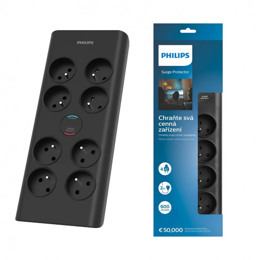 PHILIPS Schuko Extension cord 8 sockets 2m / 16A
