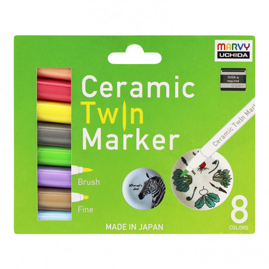 Markeriai keramikai ir porcelianui "Marvy Ceramic Twin Marker" 335-8B Pastel 8 vnt.