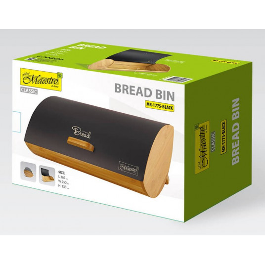 Maestro MR-1775-BLACK bread box Other Black, Wood Bamboo, Metal