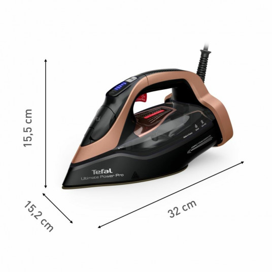 Tefal Ultimate Power Pro FV9E50 Sauso ir garų tipo lygintuvas Durilium AirGlide Autoclean soleplate 3200 W Juoda, Vario