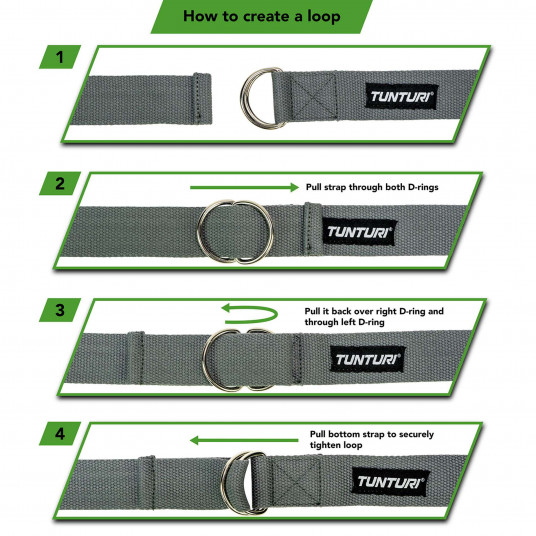 Yoga strap TUNTURI Yoga Straps, 200cm, gray