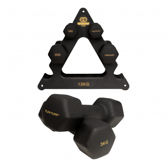 Dumbbell set with stand Tunturi Centuri Neoprene Dumbellset 3Prs+Stand