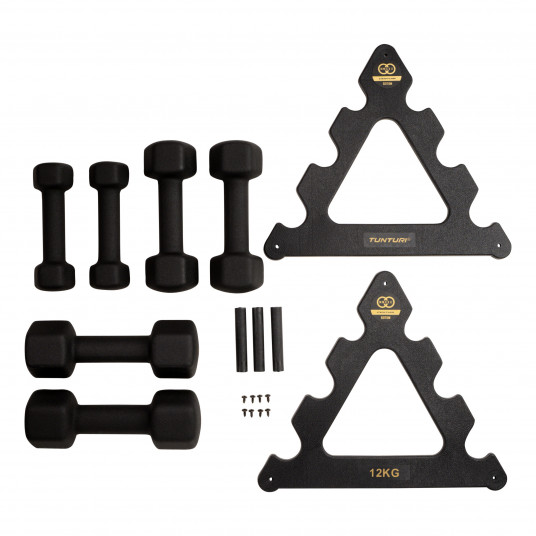 Dumbbell set with stand Tunturi Centuri Neoprene Dumbellset 3Prs+Stand