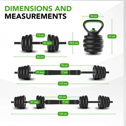 Strength training set TUNTURI Barbell & Dumbbell Set 28 kg