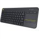 LOGITECH belaidė jutiklinė klaviatūra k400 Plus - INT BLACK