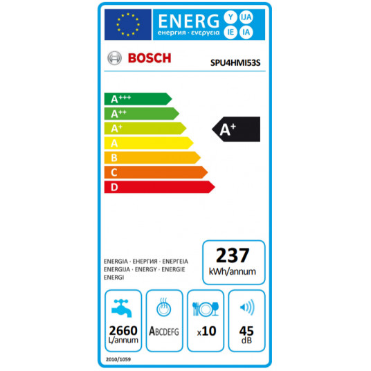Įmontuojama indaplovė Bosch SPU4HMI53S