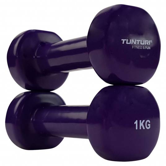 Viniliniai hanteliai Tunturi 14TUSFU109, 2x1 kg, Violetiniai