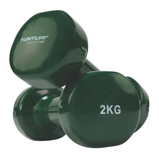 Viniliniai hanteliai Tunturi 14TUSFU110, 2x2 kg, Žali