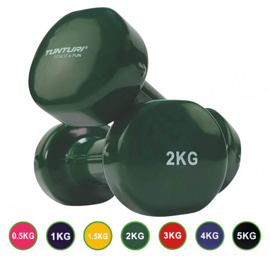 Viniliniai hanteliai Tunturi 14TUSFU110, 2x2 kg, Žali