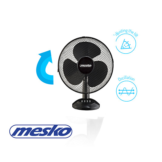 Ventiliatorius Mesko MS 7310 Stalinis ventiliatorius, Greičių skaičius 3, 45 W, Svyravimas, Skersmuo 40 cm, Juodas
