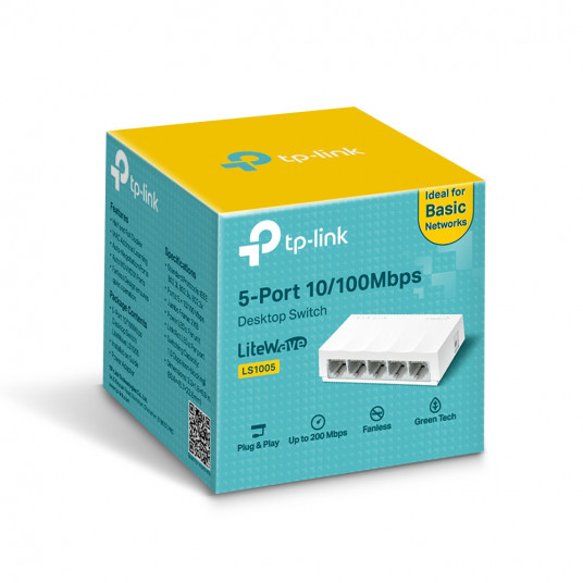 TP-LINK 5 prievadų 10/100 Mbps darbalaukio tinklo jungiklis LS1005 nevaldomas, stalinis