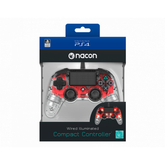 Žaidimų pultelis Nacon Illuminated Compact Controller PS4, Wired, Light Red
