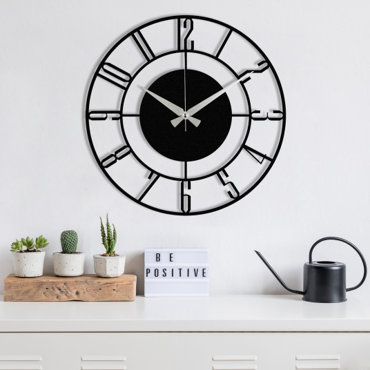 Dekoratyvinis metalinis sieninis laikrodis Wallxpert Enzoclock - S011 - Juodas