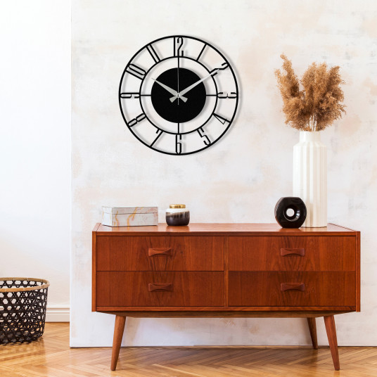 Dekoratyvinis metalinis sieninis laikrodis Wallxpert Enzoclock - S011 - Juodas