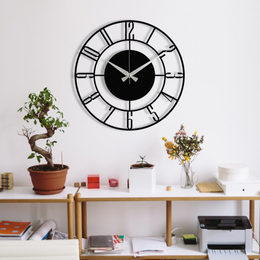 Dekoratyvinis metalinis sieninis laikrodis Wallxpert Enzoclock - S011 - Juodas