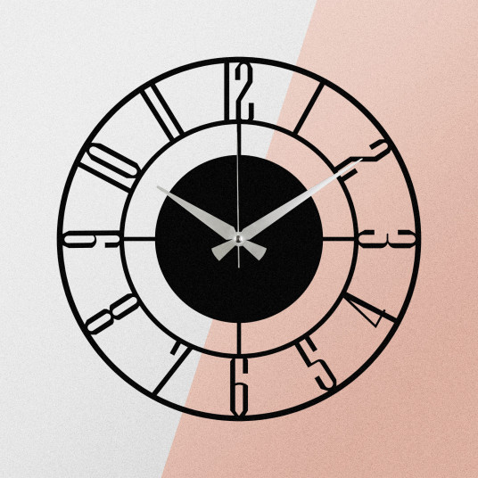 Dekoratyvinis metalinis sieninis laikrodis Wallxpert Enzoclock - S011 - Juodas