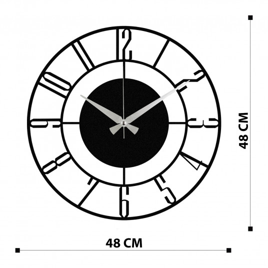 Dekoratyvinis metalinis sieninis laikrodis Wallxpert Enzoclock - S011 - Juodas