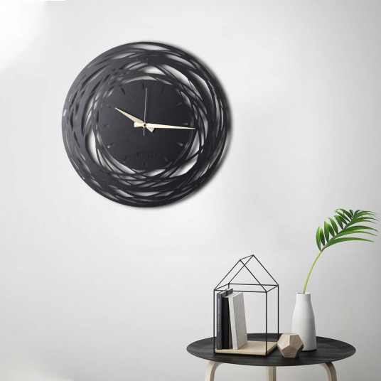 Dekoratyvinis metalinis sieninis laikrodis Wallxpert Lines - Juodas