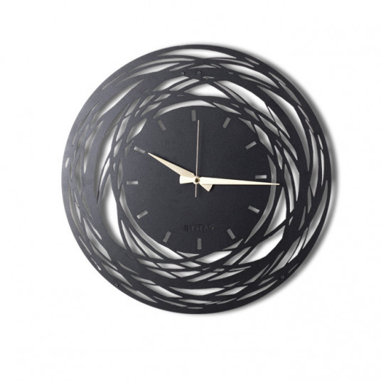 Dekoratyvinis metalinis sieninis laikrodis Wallxpert Lines XL - Juodas
