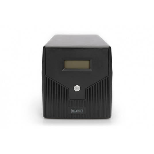 „Digitus Line-Interactive“ UPS DN-170075, 1500 VA, 900 W, 2x 12V/9Ah baterija, 4x CEE 7/7 lizdas, 2x RJ45, 1x USB 2.0 Type B, 1x RS232, LCD, Simuliated Sine Wave, 5mm,810x1, .