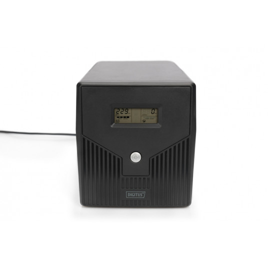 „Digitus Line-Interactive“ UPS DN-170075, 1500 VA, 900 W, 2x 12V/9Ah baterija, 4x CEE 7/7 lizdas, 2x RJ45, 1x USB 2.0 Type B, 1x RS232, LCD, Simuliated Sine Wave, 5mm,810x1, .