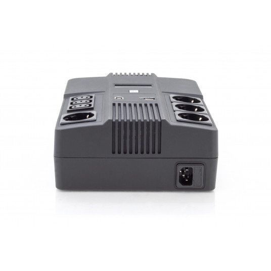 „Digitus All-in-One“ UPS, 800VA/480W, LED 12V/9Ah x1, 4x CEE 7/7,3x IEC C13, USB, RJ45
