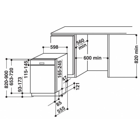 Įmontuojama indaplovė Whirlpool WBC 3C26 B