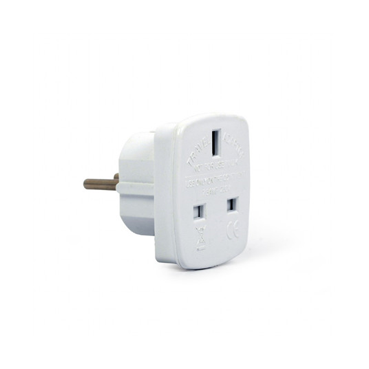 Adapteris Gembird kintamosios srovės adapteris, JK lizdas prie EU Schuko kištuko, 7,5 A baltas, kelioninis adapteris
