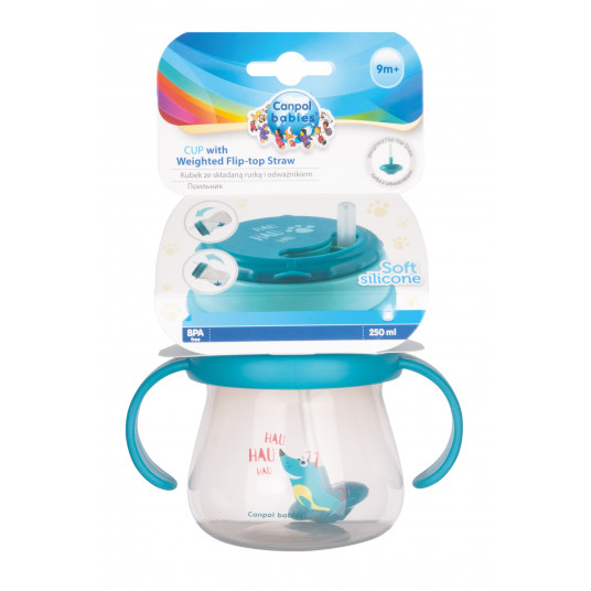 CANPOL BABIES puodelis su uždaromu šiaudeliu, 250 ml, 56/517