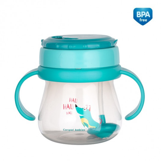 CANPOL BABIES puodelis su uždaromu šiaudeliu, 250 ml, 56/517