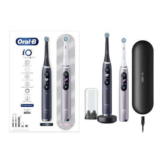 Elektriniai dantų šepetėliai Oral-B iOM9D.2J2.2AD Duo, juoda/rožinė