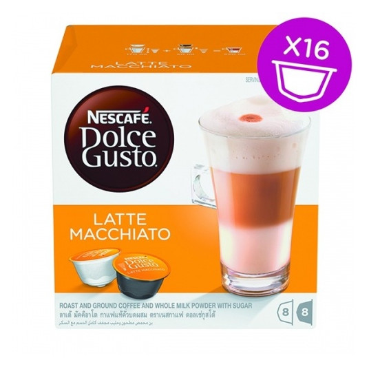 Nescafe Dolce Gusto Latte Macchiato kava 16 kapsulių dėžutėje