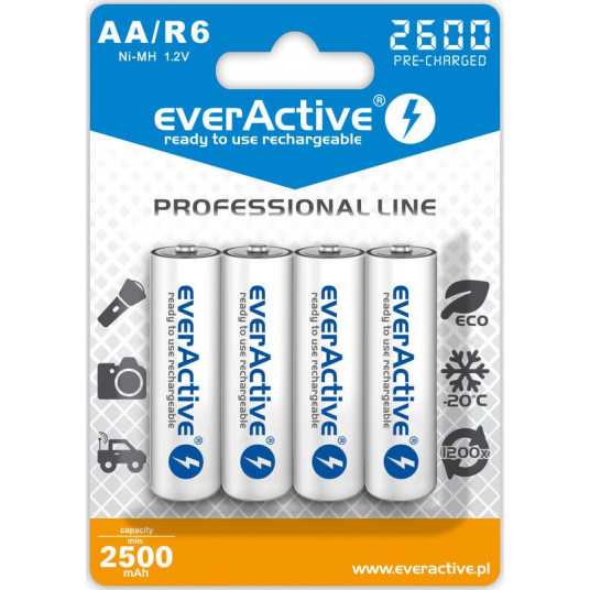 EverActive Ni-MH R6 AA 2600 mAh profesionalūs linijiniai akumuliatoriai