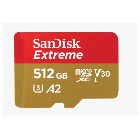 SanDisk microSDXC Extreme 512GB 190/130 MB/s A2 C10 V30 UHS-I U3