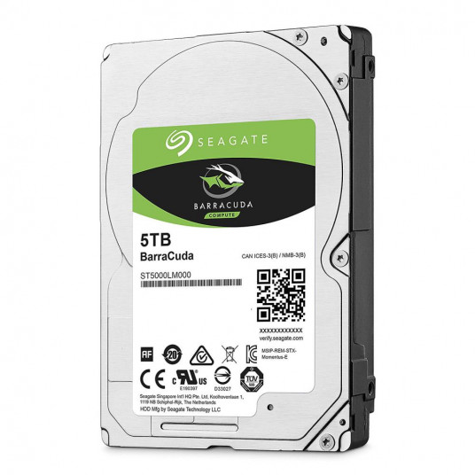 HDD|SEAGATE|Barracuda|5TB|SATA 3,0|128 MB|5400 aps./min.|2,5"|Storis 15mm|ST5000LM000