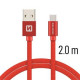 Swissten Textile Universal Quick Charge 3.1 USB-C duomenų ir įkrovimo kabelis 2m raudonas