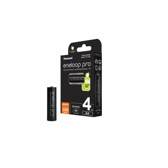 Įkraunamos baterijos Panasonic Įkraunamos baterijos Panasonic ENELOOP Pro BK-3HCDE/4BE, 2450 mAh, 500 (4xAA)