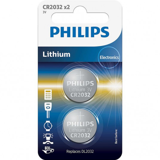 Baterija Philips CR2032 Lithium 3 V, 2 vnt (20,0 x 3,2)