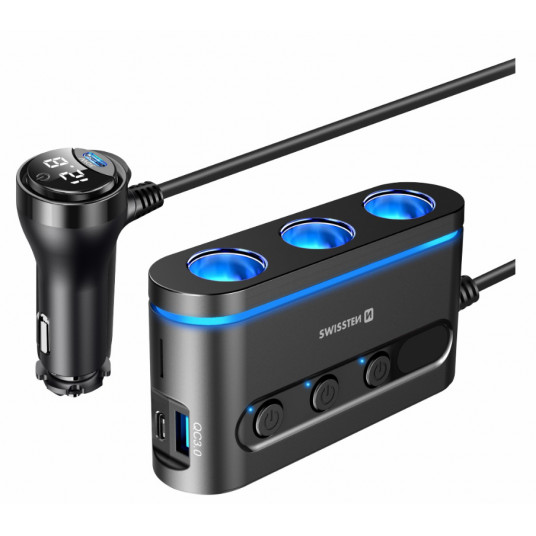 Swissten Car charger 2x USB-C PD / 1x USB-A QA 3.0 / 3x CL